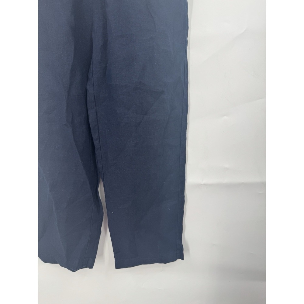Quince Linen Casual Pant Women XS Navy Blue Minimalist Beach Coastal Pull On - Picture 7 of 8